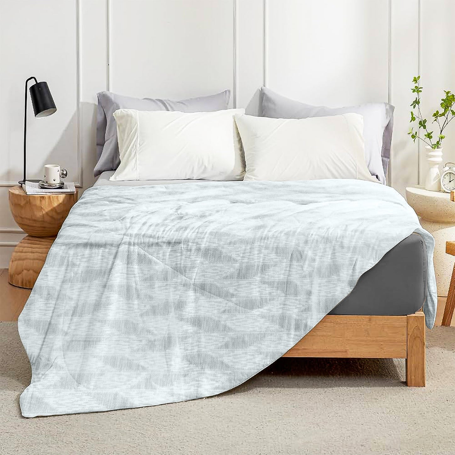 Enera Crimson Collection Slate Blue Color Printed Single Bed Dohar