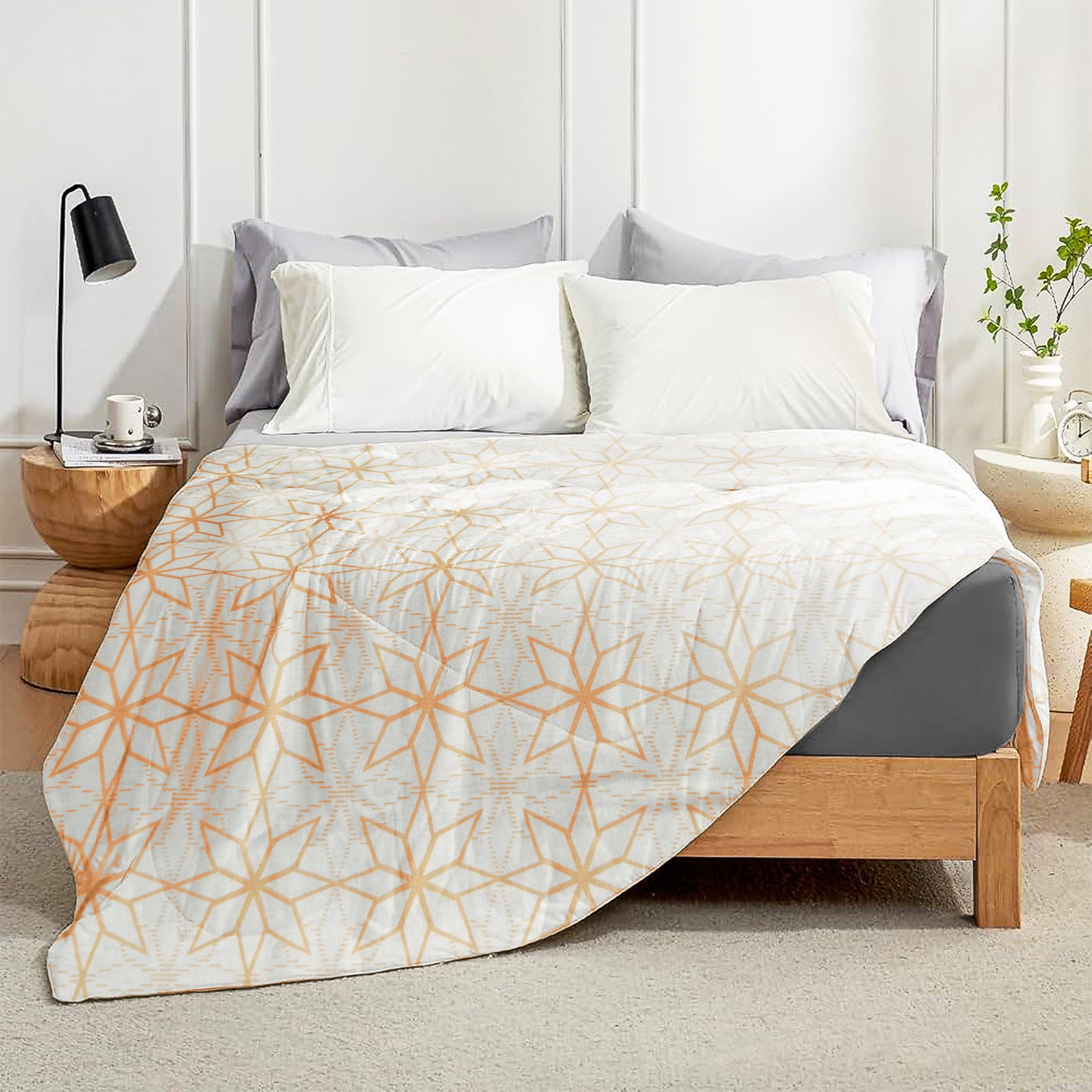 Enera Crimson Collection Sand Beige Color Printed Single Bed Dohar