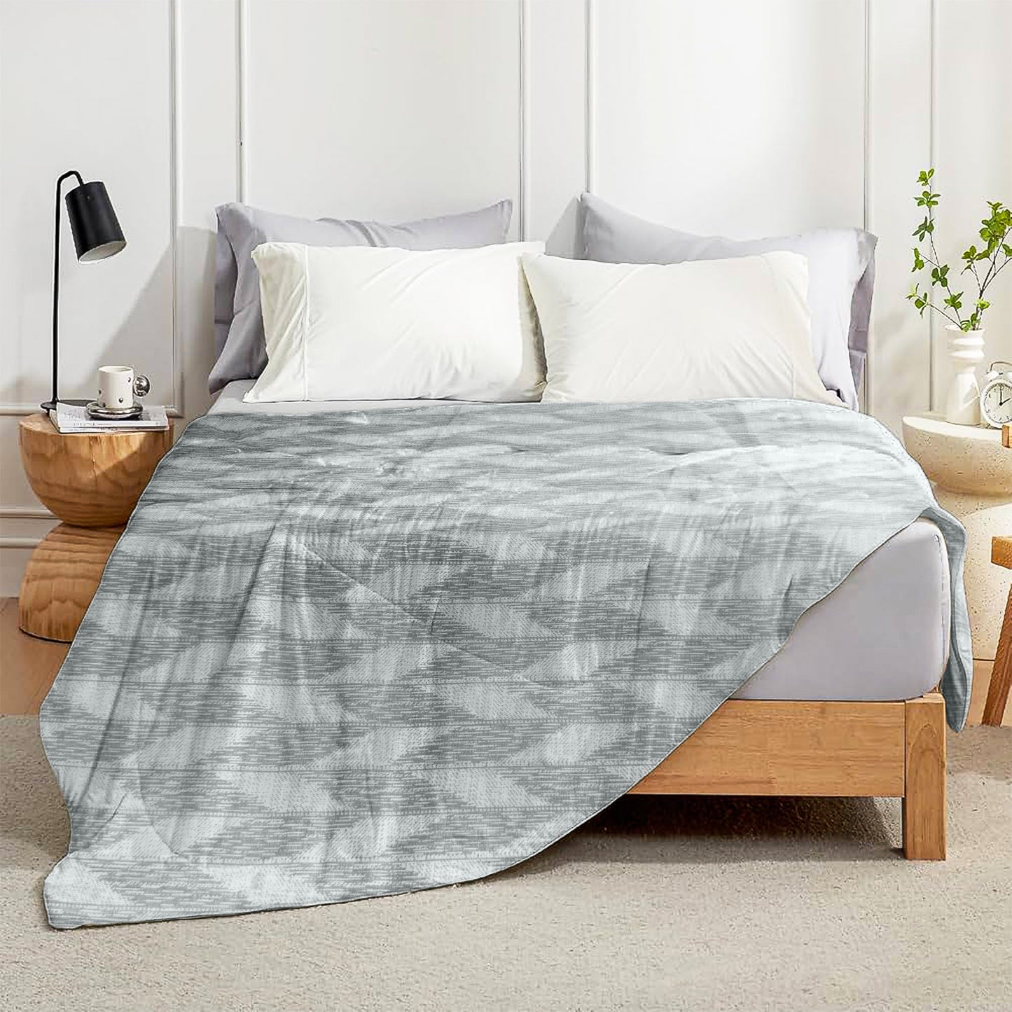 Enera Crimson Collection Slate Blue Color Printed Single Bed Dohar