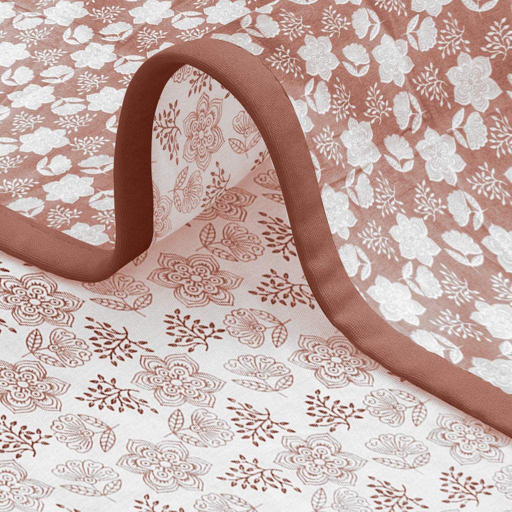 Enera Crimson Collection Dark Peach Color Printed Single Bed Dohar