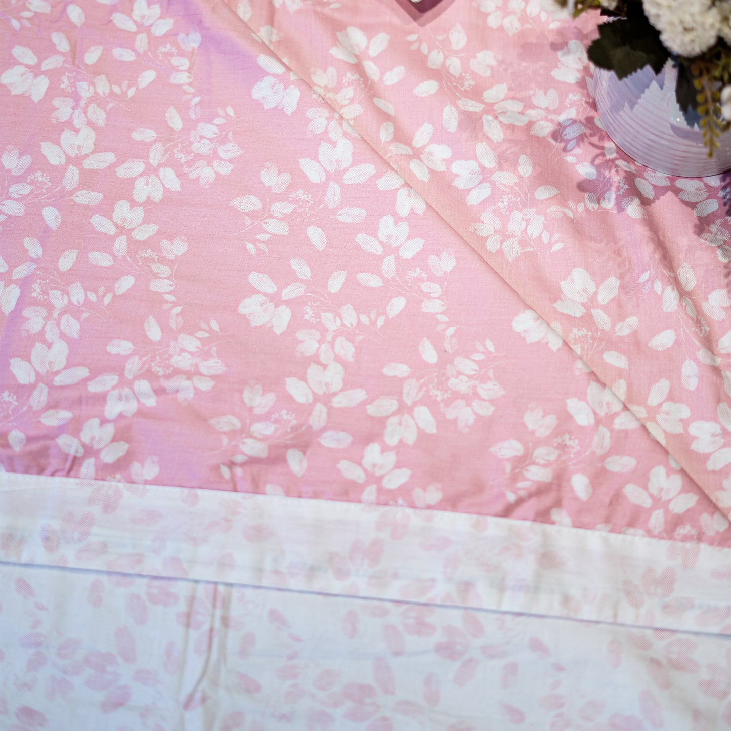 Enera Prism Collection Leaf Pink Color Printed Double Bed Dohar