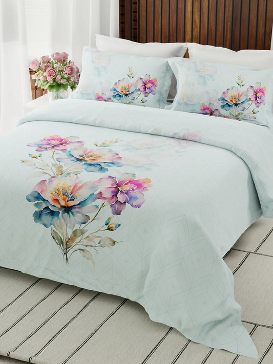 Boutique Super King Bedsheet with 2 Pillow Covers 100% Pure Cotton - enera