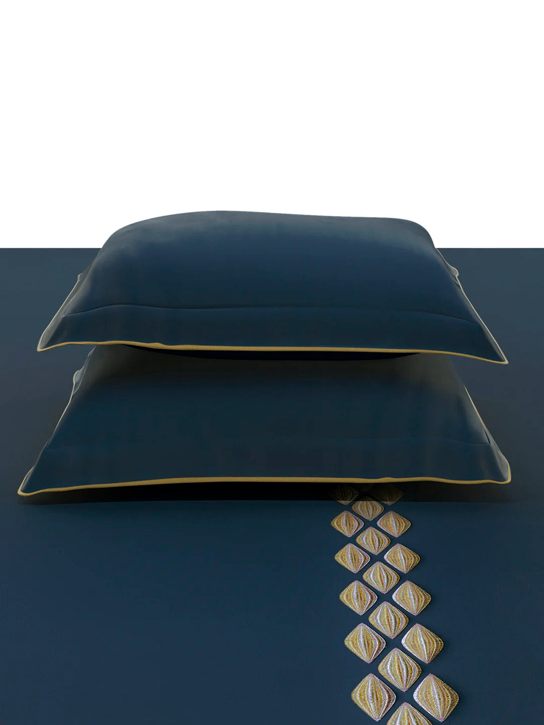 Sansaar Enchanted Elva Blue Opal Embroidered King Bedsheet 100% Cotton/ 300TC