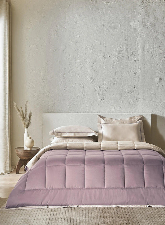 Sansaar Quilted Reversible Comforter Set 100% Pure Cotton (Set of 4) - enera