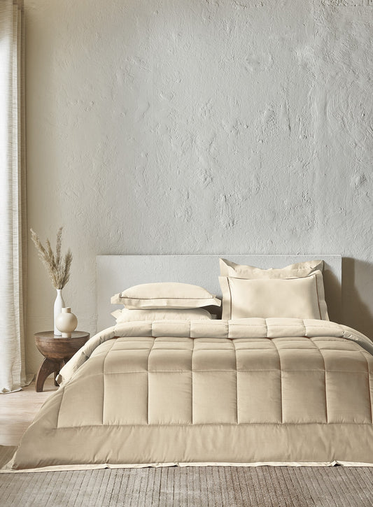 Iguana Star White Oatmeal | 100% Cotton | Double Comforter Bedding Set