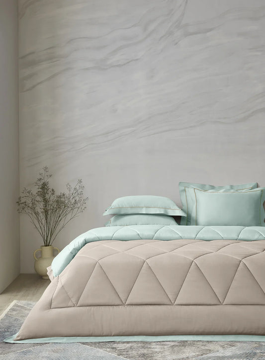 Sansaar Quilted Reversible Comforter Set 100% Pure Cotton (Set of 4) - enera