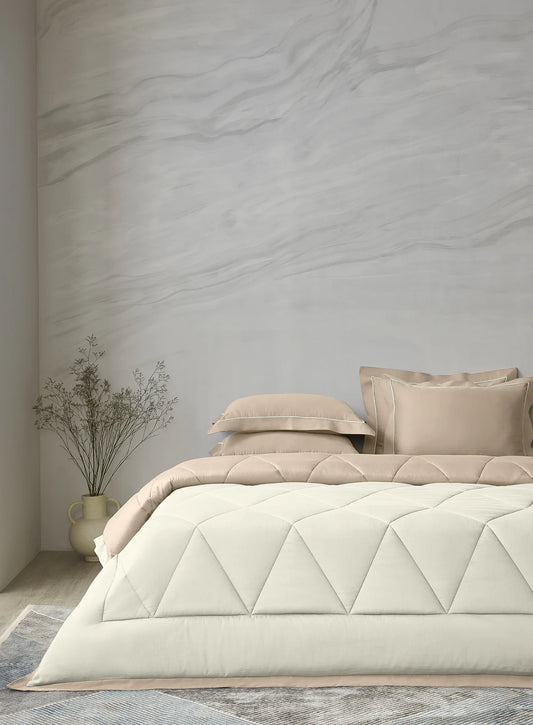 Levanto Marshmallow French Oak | 100% Cotton | Double Comforter Bedding Set