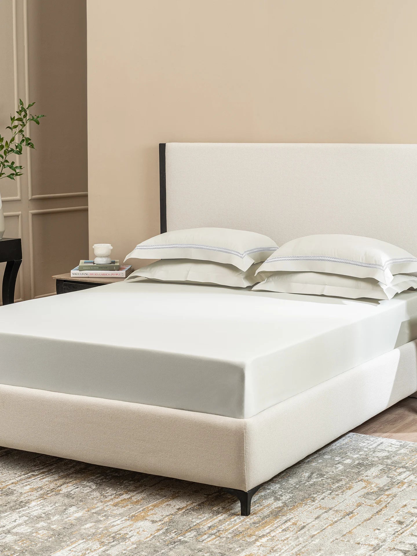Sansaar Urban Classics Stellar Bright White Plain King Bedsheet 100% Cotton/ 300TC
