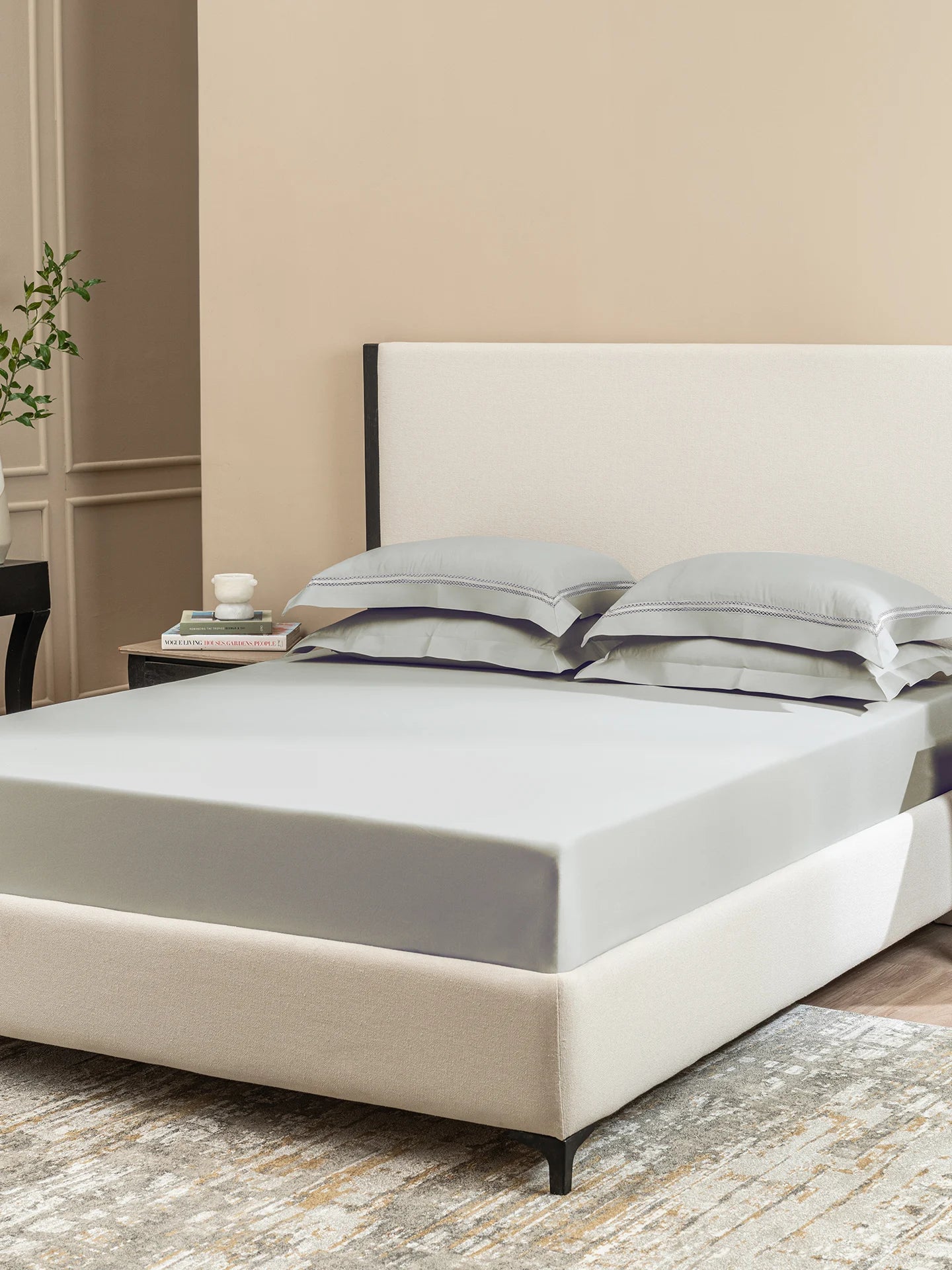 Sansaar Urban Classics Stellar Oyster Plain King Bedsheet 100% Cotton/ 300TC