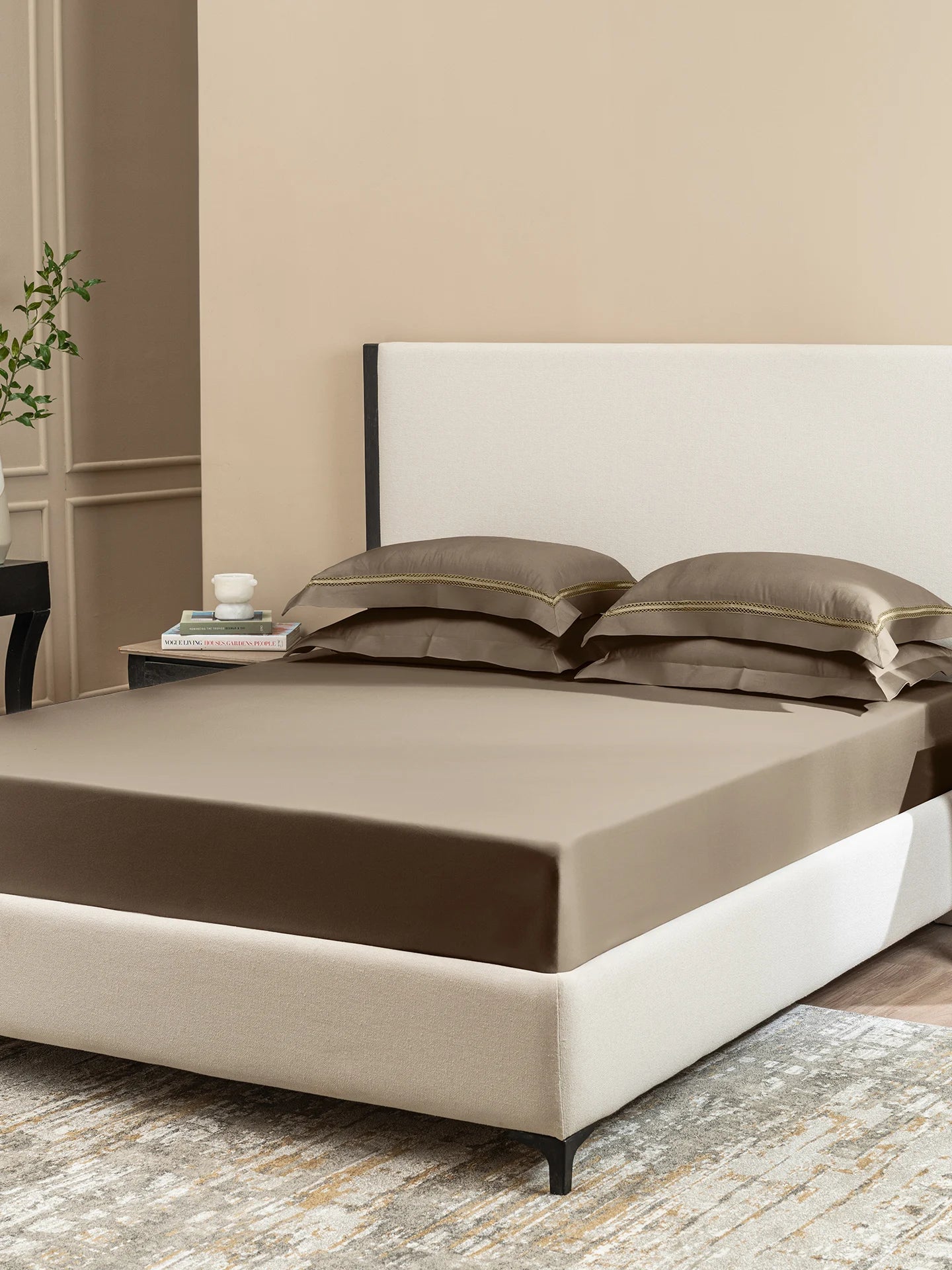 Sansaar Urban Classics Stellar Savannah Tan Plain King Bedsheet 100% Cotton/ 300TC
