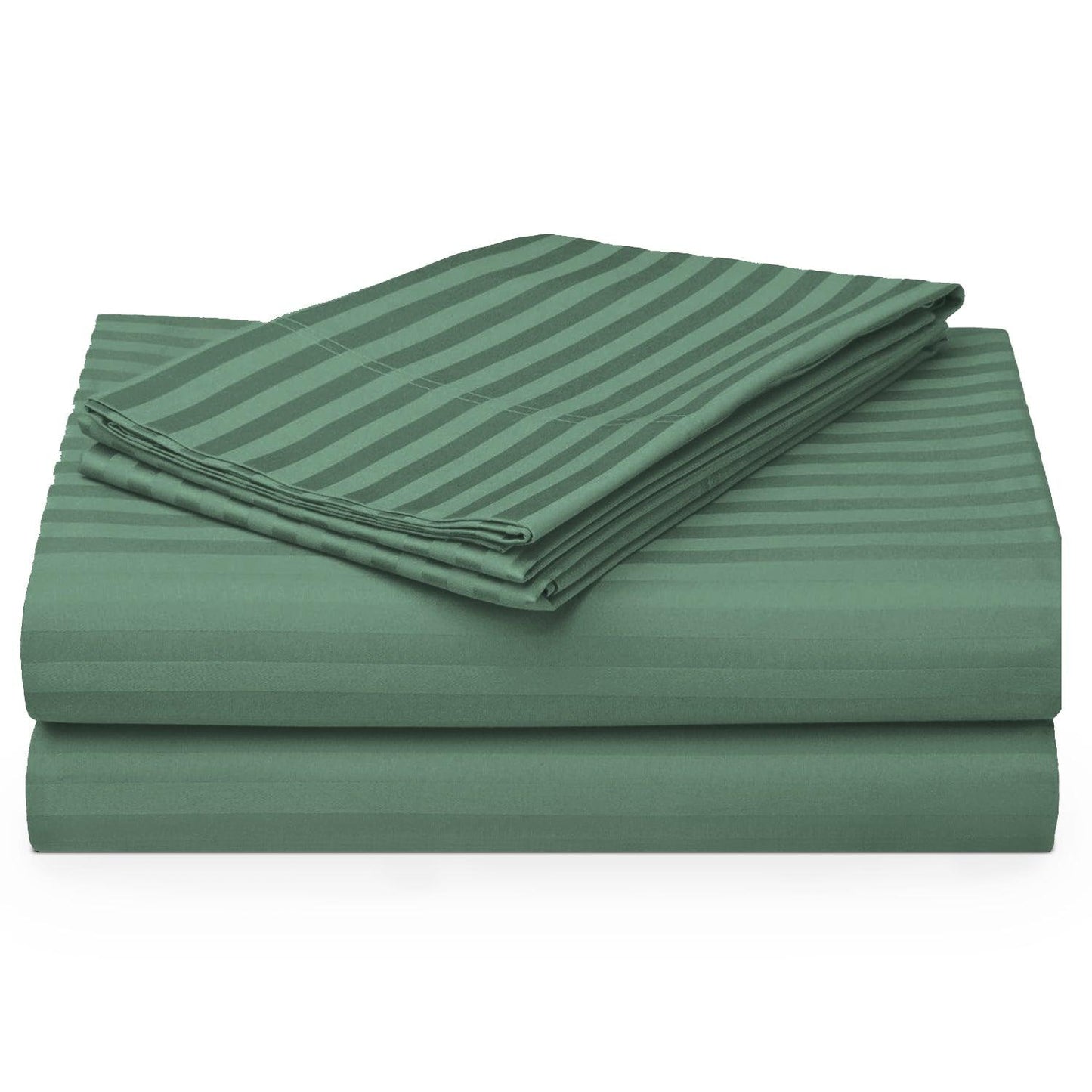 Enera Satin Stripe Moss Color King Size Double Bedsheet - enera