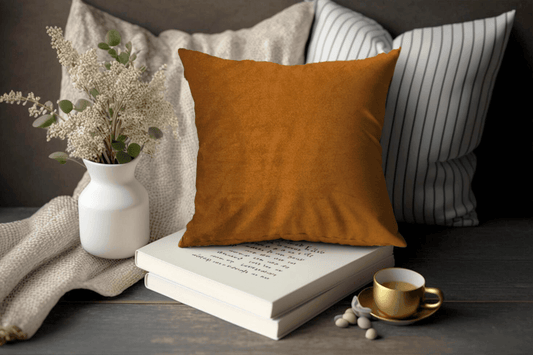 Enera Casper SN 12 Mustard Orange Color 16x16 Inch Plain Cushion Cover - enera