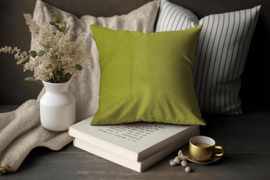 Enera Casper SN 35 Lime Color 18x18 Inch Plain Cushion Cover - enera