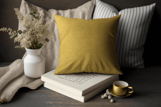 Enera Casper Sn16 Bright Yellow Color 18x18 Inch Plain Cushion Cover - enera