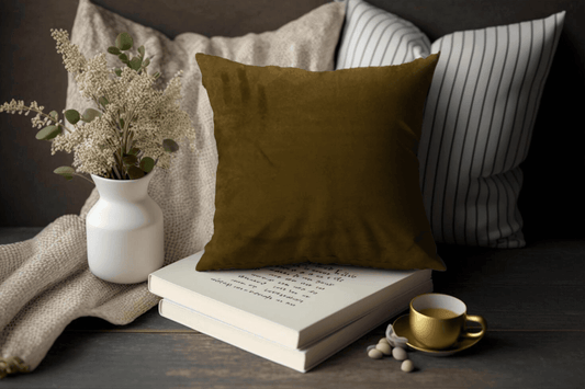 Enera Casper SN19 Olive Green Color 18x18 Inch Plain Cushion Cover - enera