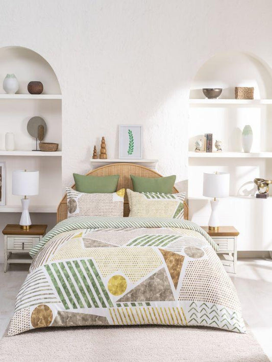 D'Decor Quilted Printed Comforter Set 100% Pure Cotton (Set of 4) - enera