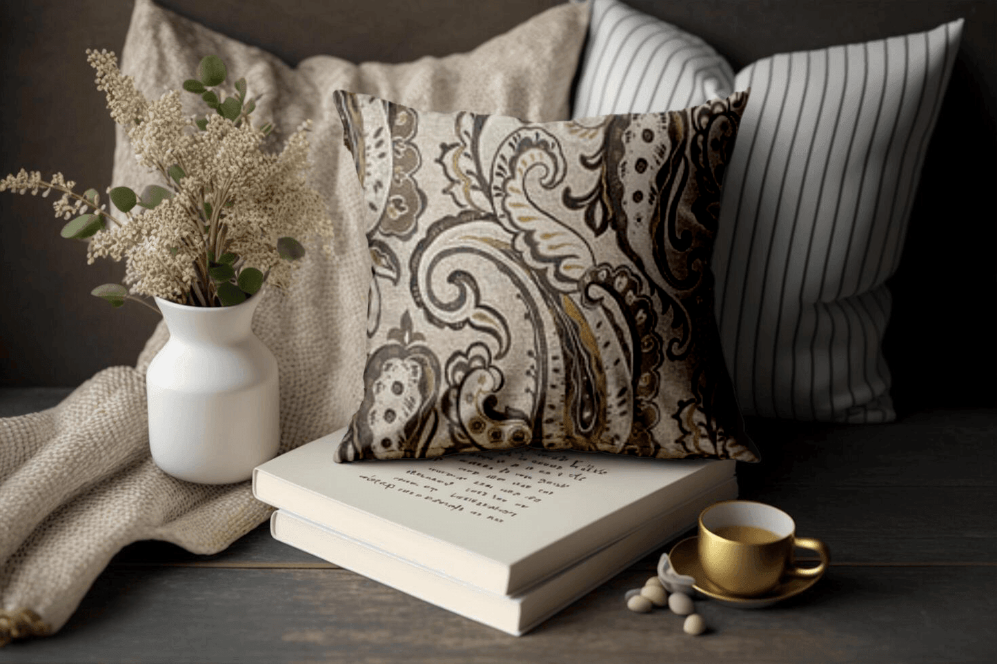 Enera KCF Pers -705 Grey Color 18x18 Inch Cushion Cover