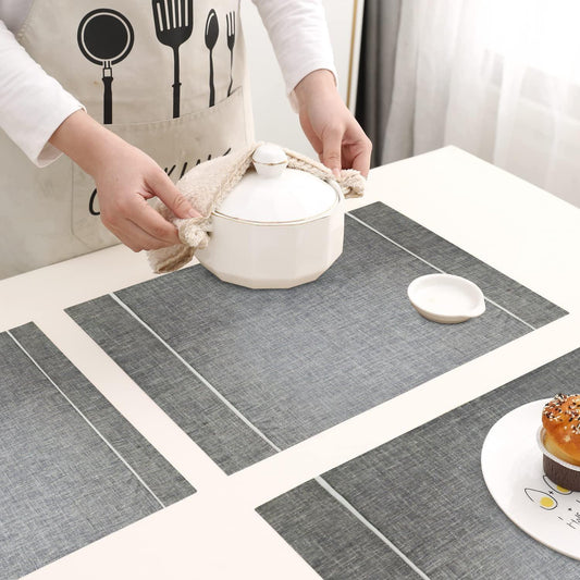 enera Cotton Linen Dining & Side Table Mat – 30cm x 45 cm, Pack of 6 - enera