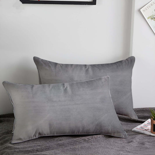 Enera Glam 628 Silver Color 11x19 Inch Plain Cushion Cover - enera