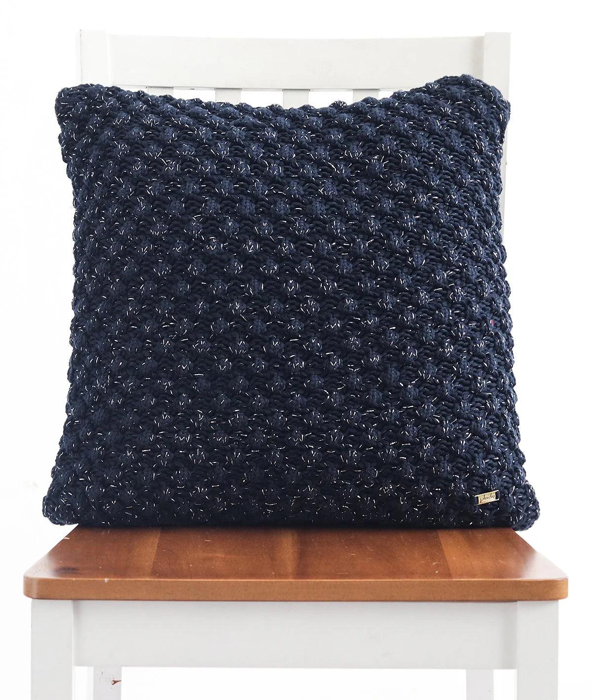 Pluchi Popcorn Navy With Silver Lurex Cushion Cover
