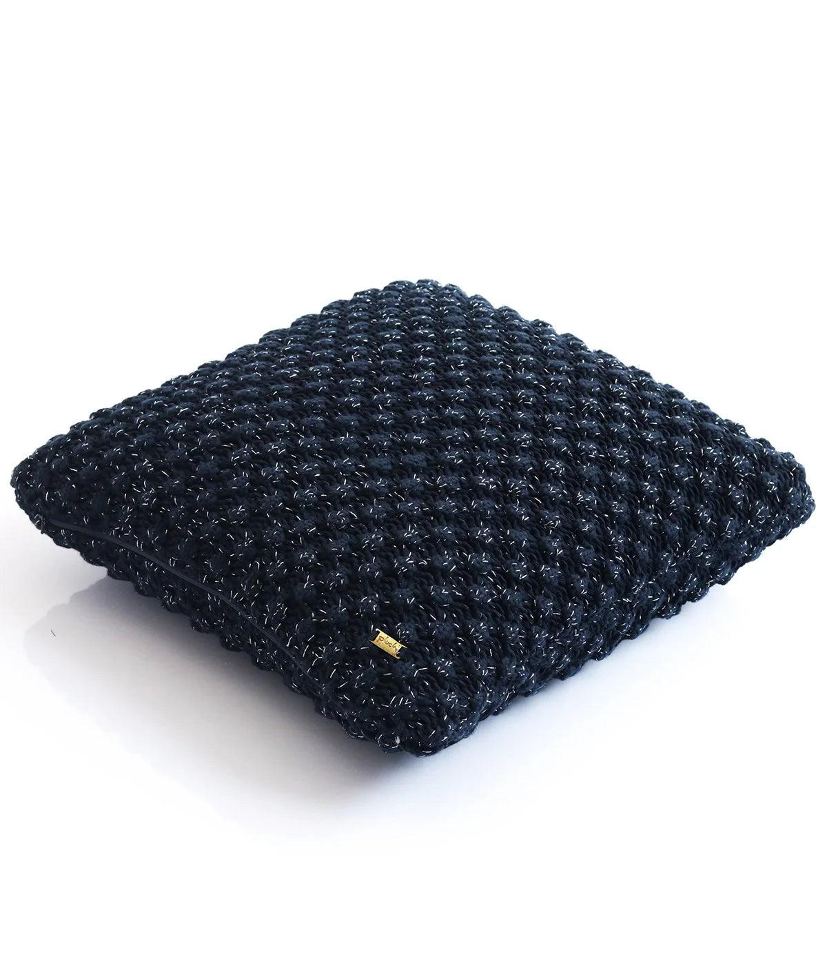 Pluchi Popcorn Navy With Silver Lurex Cushion Cover