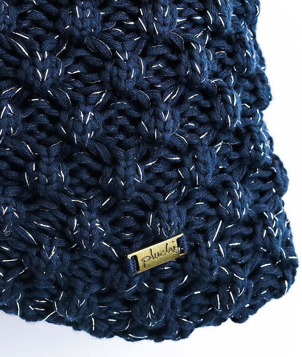 Pluchi Popcorn Navy With Silver Lurex Cushion Cover