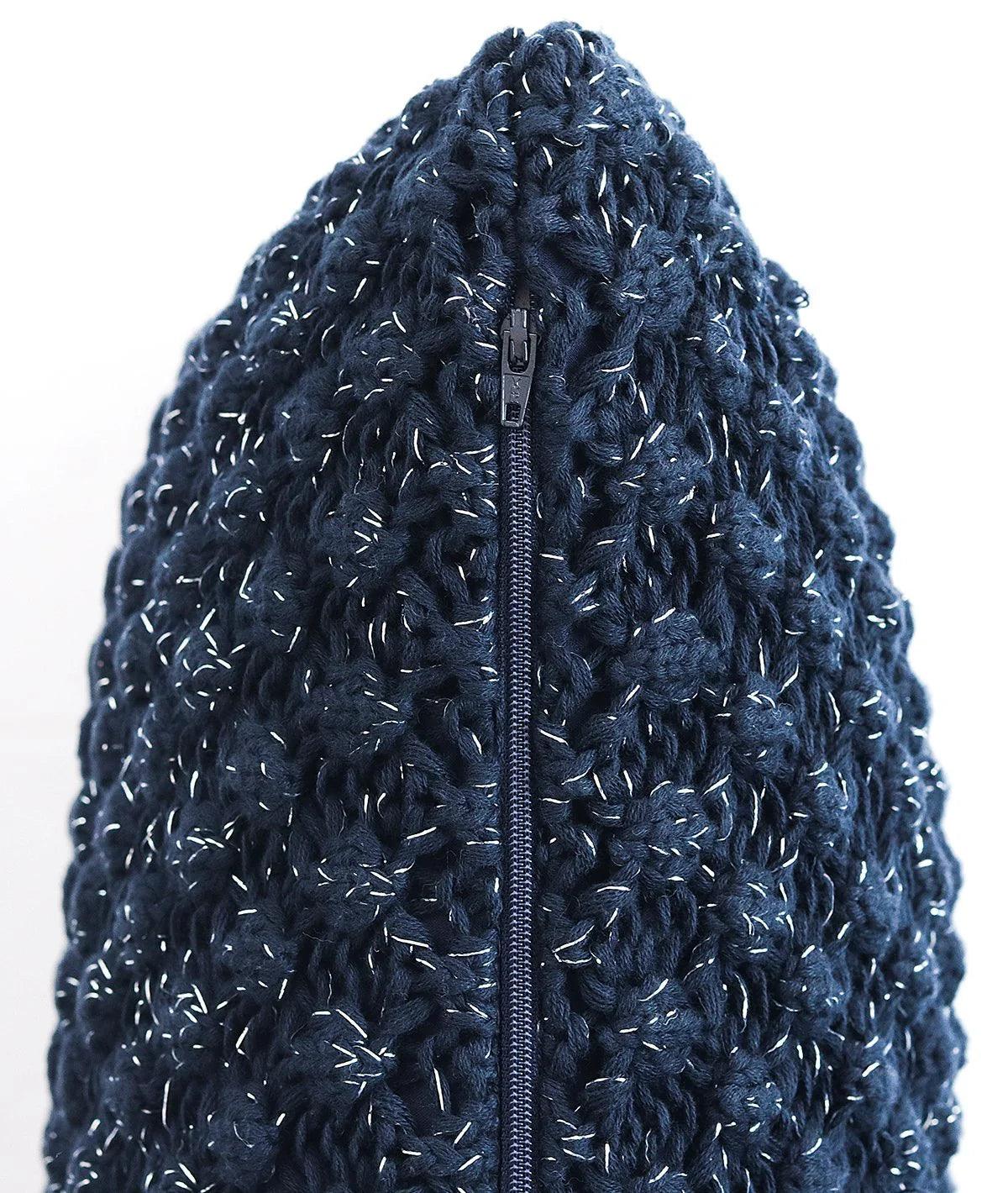 Pluchi Popcorn Navy With Silver Lurex Cushion Cover