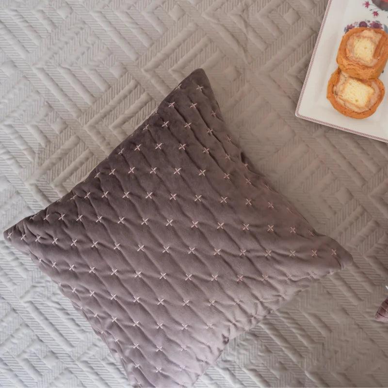 Sadyaska Saprkle Brown Color Velvet Cushion Cover