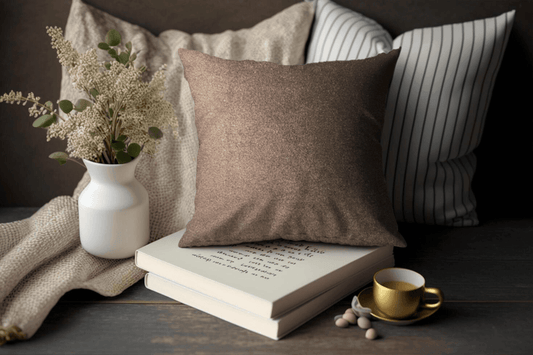 Enera SRM CARO SN-907 Coffee Color 16x16 Inch Plain Cushion Cover - enera