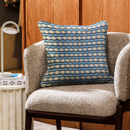 Enera SRM Kili 203 Multi Blue Color 16x16 Inch Cushion Cover - enera