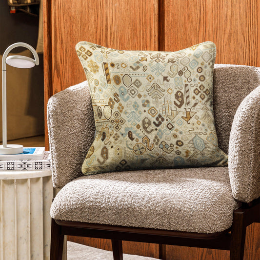 Enera SRM Kili 401 Beige Color 16x16 Inch Cushion Cover - enera