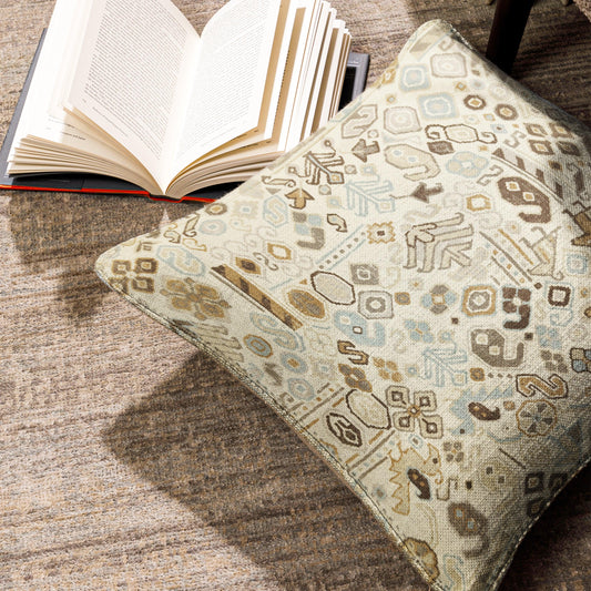 Enera SRM Kili 401 Beige Color 16x16 Inch Cushion Cover - enera