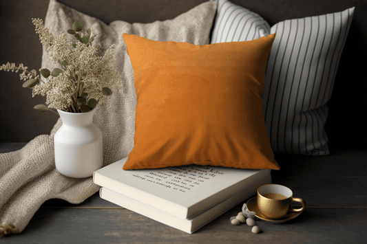 Enera SRM Mera SN-113 Orange Color 16x16 Inch Plain Cushion Cover - enera