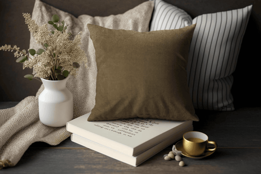 Enera SRM Caro Sn 907 Coffee Color 18x18 Inch Plain Cushion Cover - enera