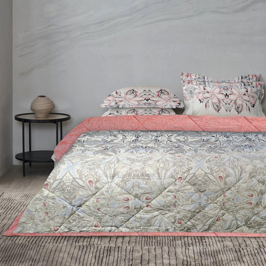 Spaces Quilted Printed Comforter Set 100% Pure Cotton (Set of 4) - enera