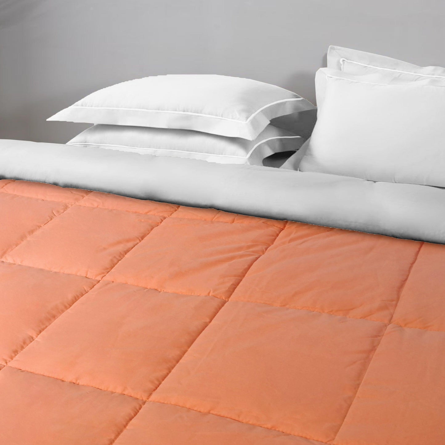 Enera Silky Soy Coral & Grey Color Double Bed Comforter - enera
