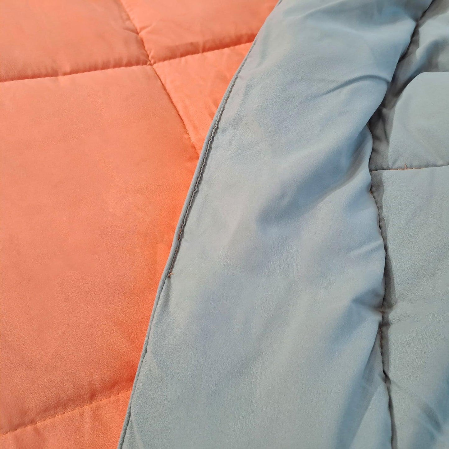 Enera Silky Soy Coral & Grey Color Double Bed Comforter - enera