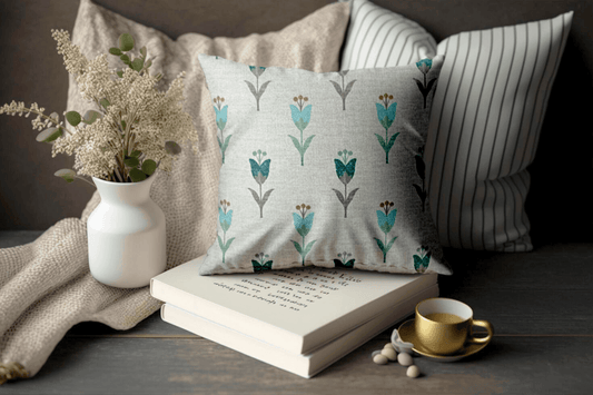 Enera SRM UDAI 201 Light Green Color 16x16 Inch Cushion Cover - enera