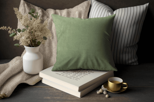 Enera SRM Luxo 91B Green Color 18x18 Inch Plain Cushion Cover - enera