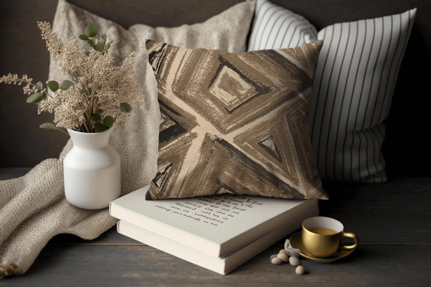 Enera Vane Sn 34 Mustard Green Color 18x18 Inch Cushion Cover - enera