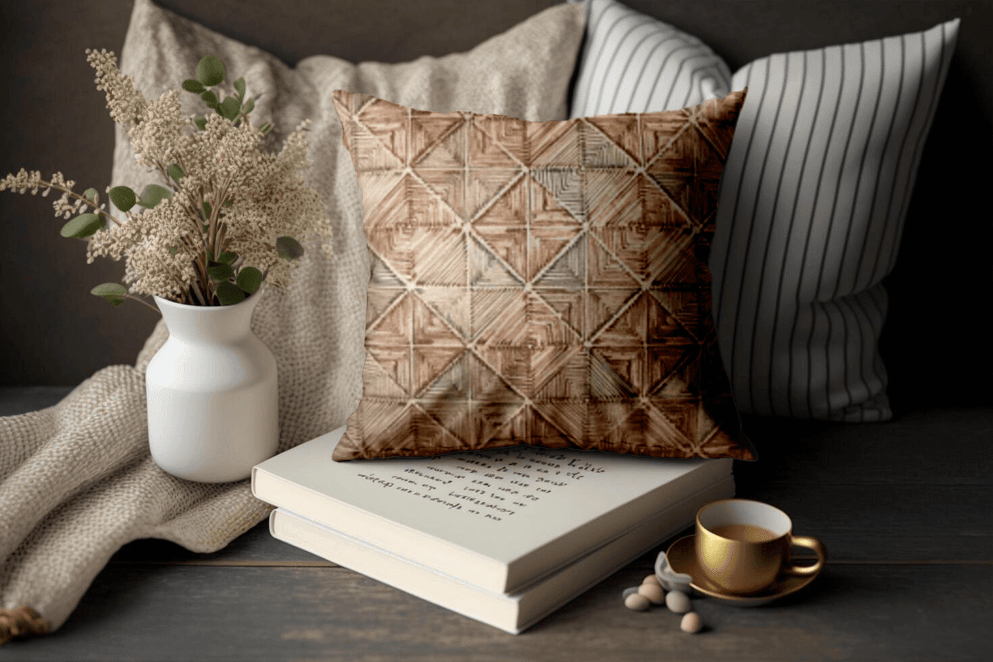 Enera KCF Pina Sn 29223 Brown Color 18x18 Inch Cushion Cover - enera