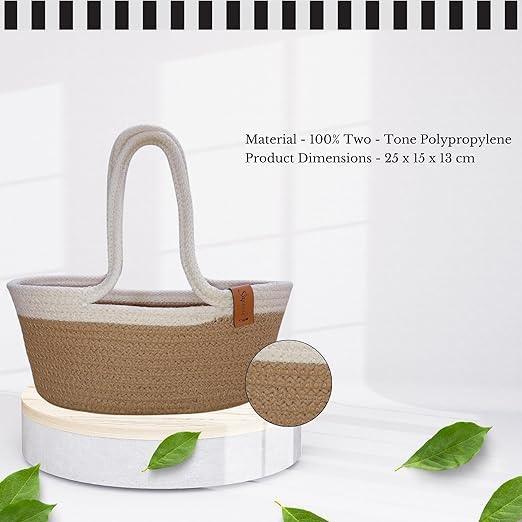 Enera Caddy Braid Basket Beige Color 25(L) x 15(W) x 13(H) - enera