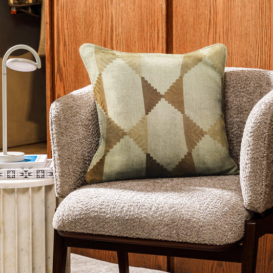 Enera SRM sama j-1001 Bdr Beige & Brown Color 16x16 Inch Cushion Cover - enera