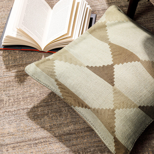 Enera SRM sama j-1001 Bdr Beige & Brown Color 16x16 Inch Cushion Cover - enera