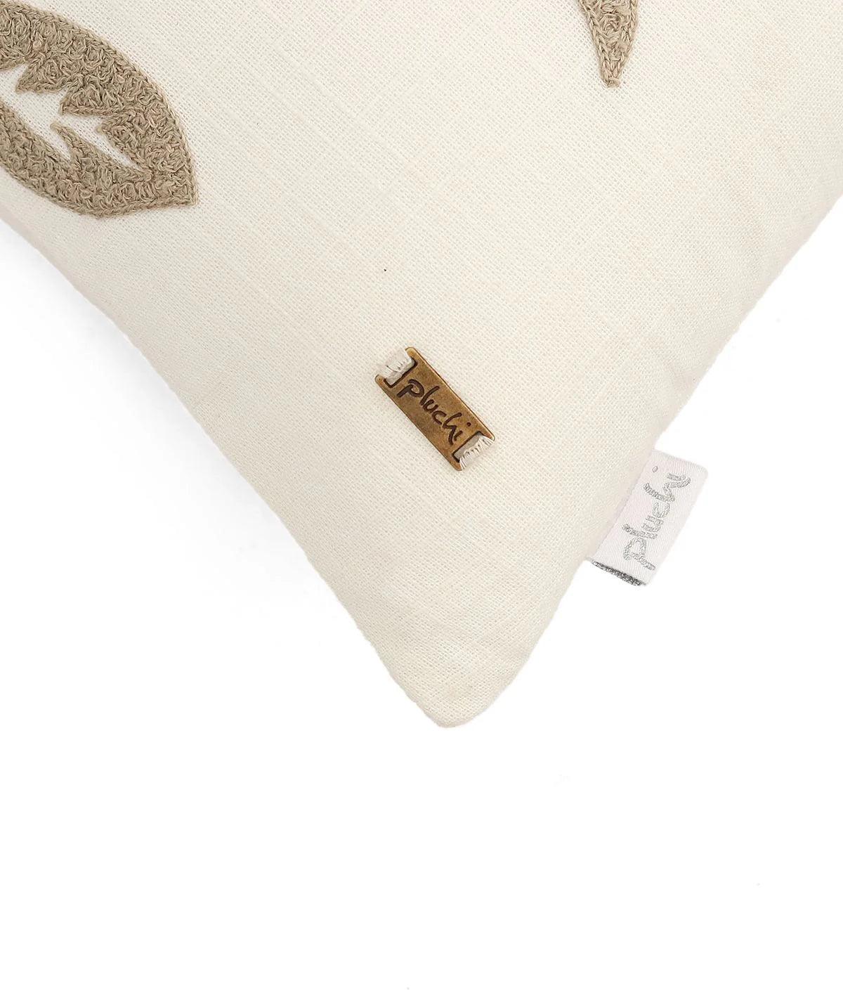Pluchi Embroidery Ivory Color Cushion Cover - enera