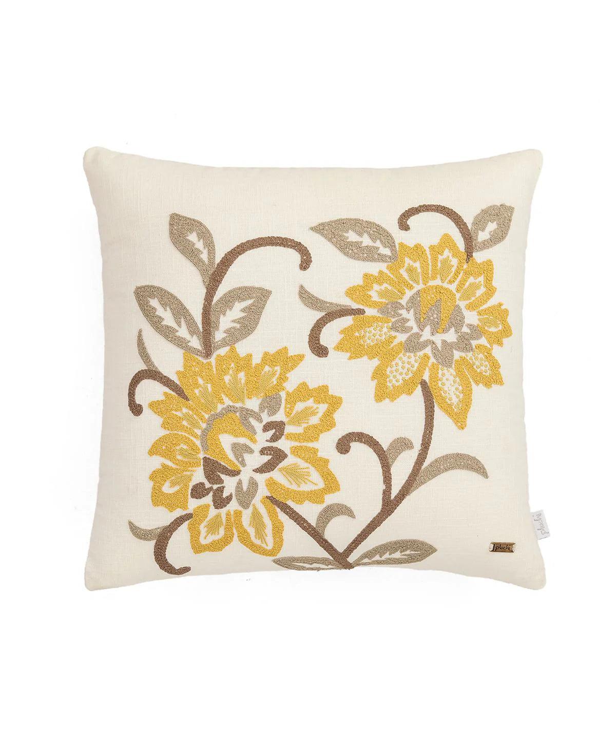 Pluchi Embroidery Ivory Color Cushion Cover - enera