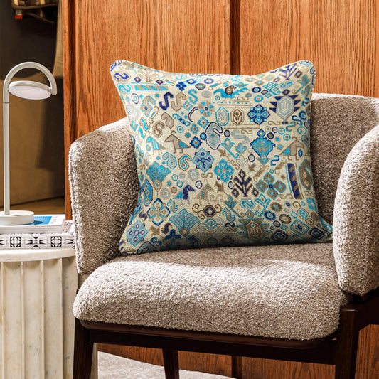 Enera SRM Kili 403 Beige Color 16x16 Inch Cushion Cover - enera