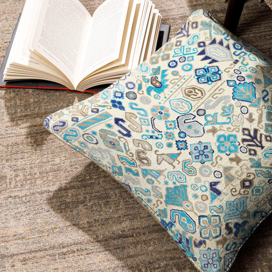 Enera SRM Kili 403 Beige Color 16x16 Inch Cushion Cover - enera