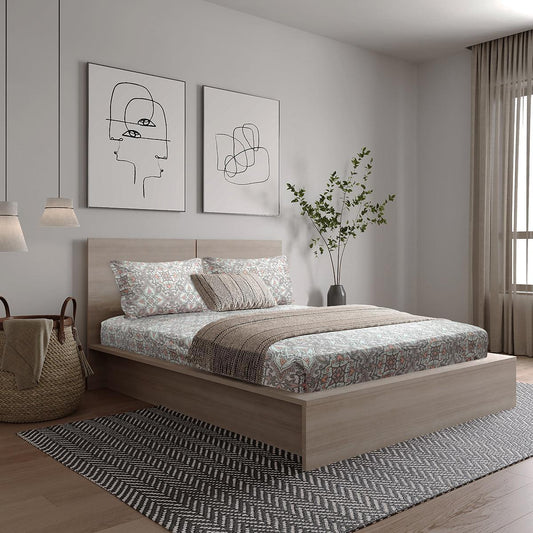 ador Printed King Bedsheet with 2 Pillow Covers 100% Pure Cotton - enera