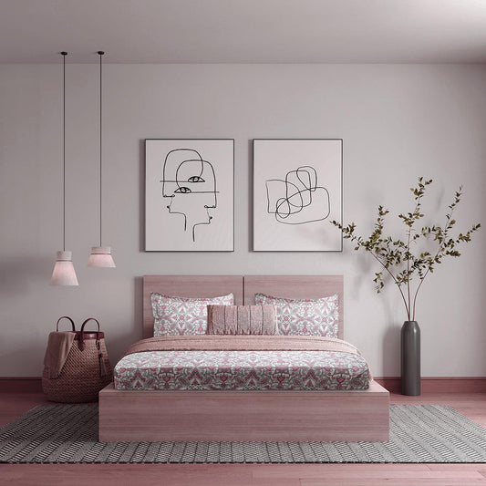 ador Printed King Bedsheet with 2 Pillow Covers 100% Pure Cotton - enera